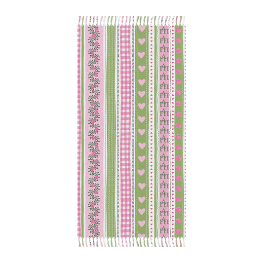 Oversized Beach Towel with Sorority Letters and Fringe