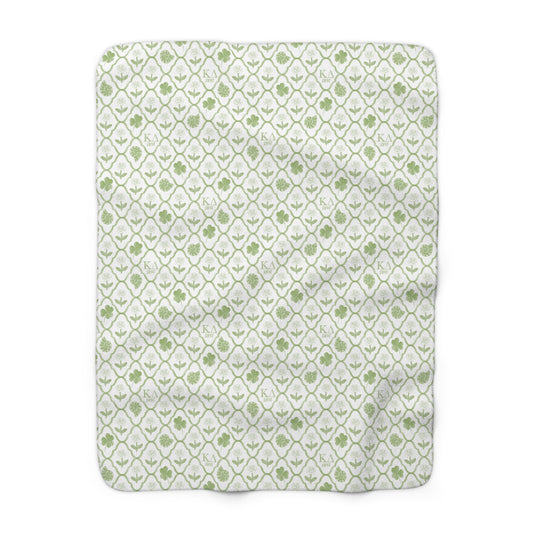 Kappa Delta Fleece Blanket with Roses, Shamrocks, and Nautilus Shells