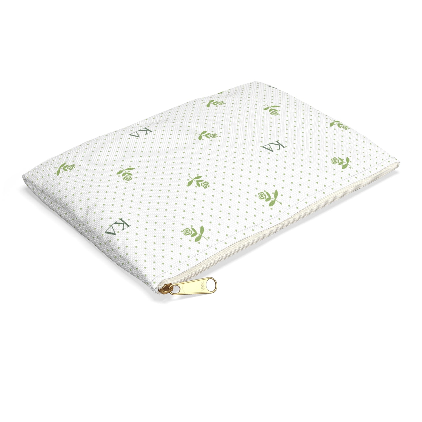 Kappa Delta Canvas Cosmetic Bag with White Roses and Dots