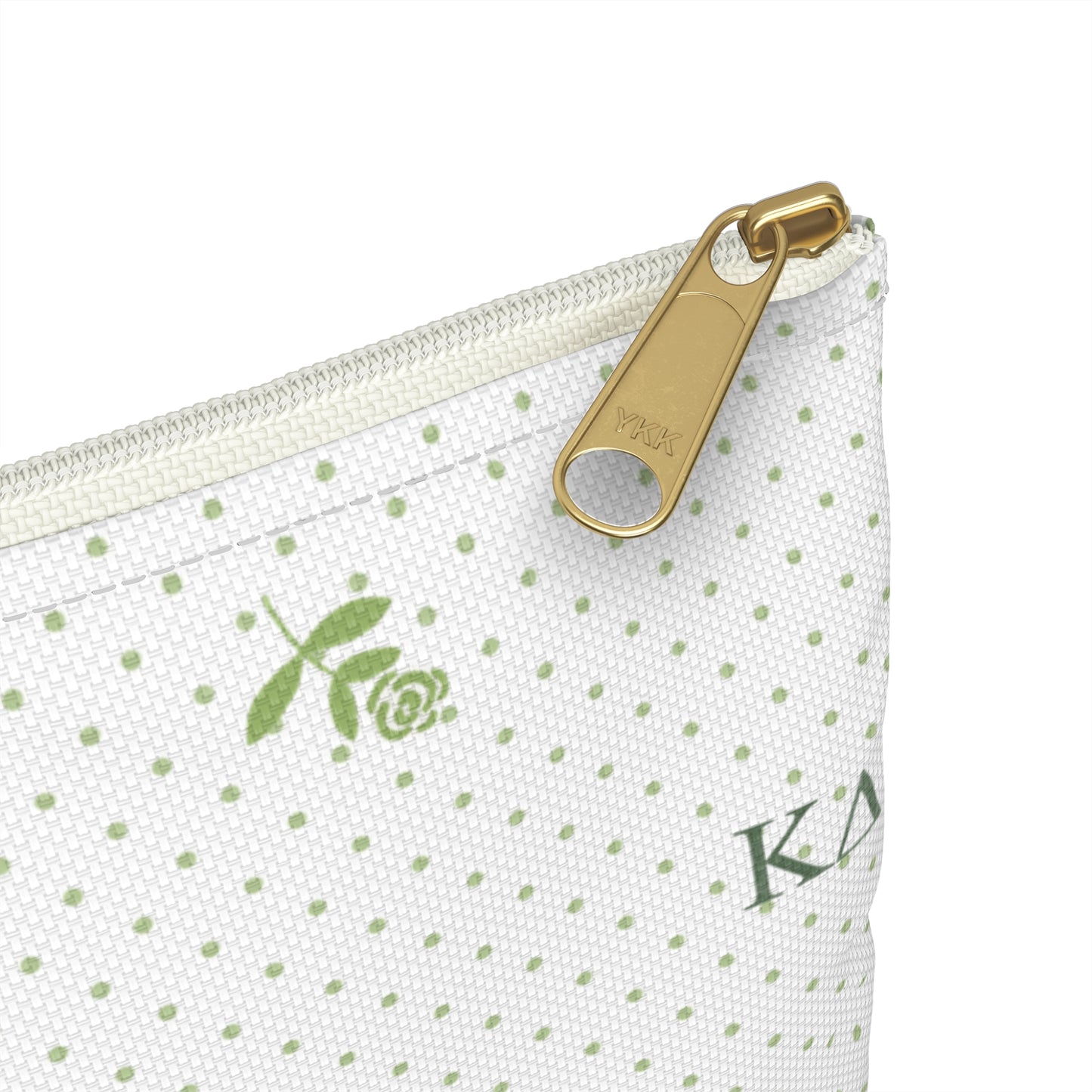 Kappa Delta Canvas Cosmetic Bag with White Roses and Dots