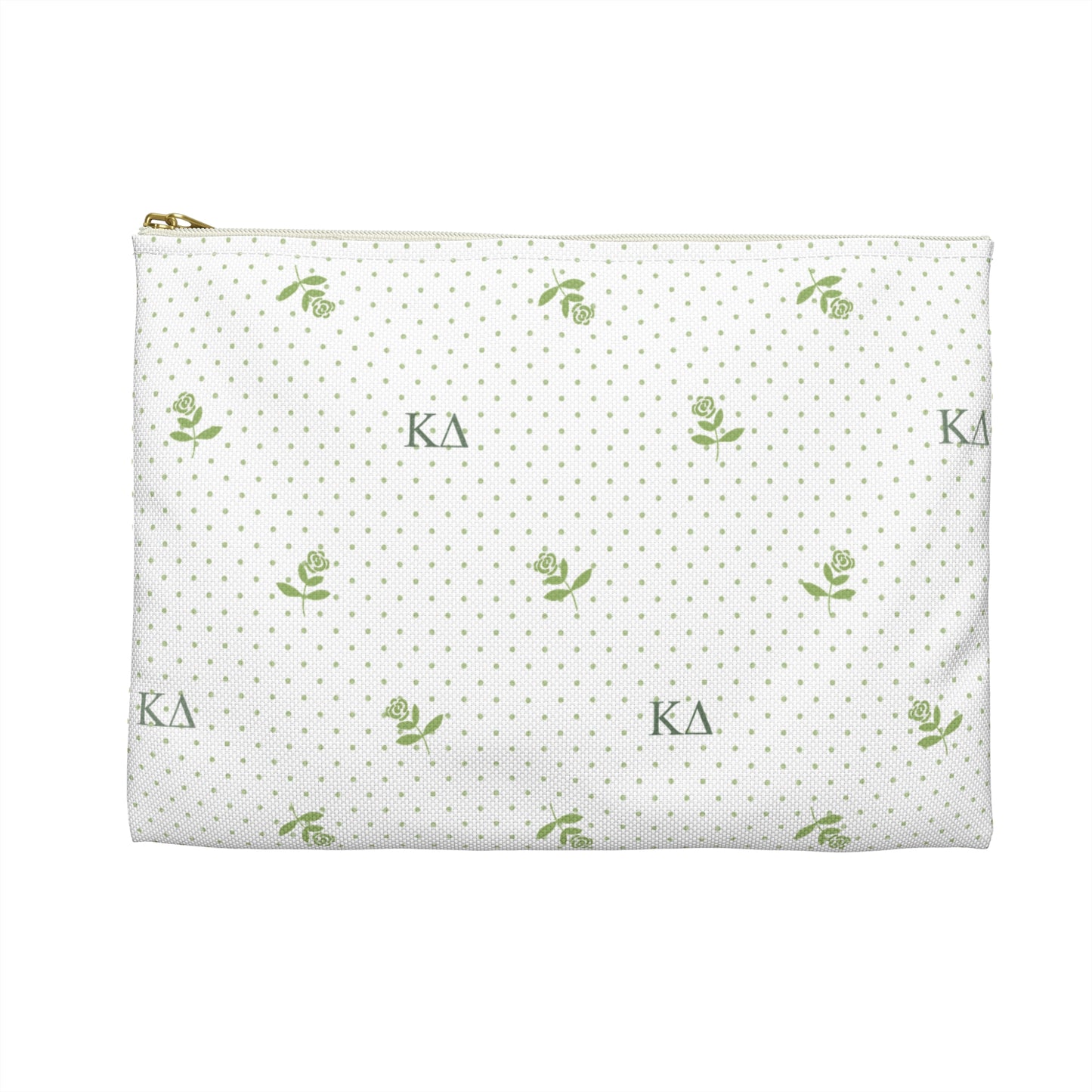 Kappa Delta Canvas Cosmetic Bag with White Roses and Dots