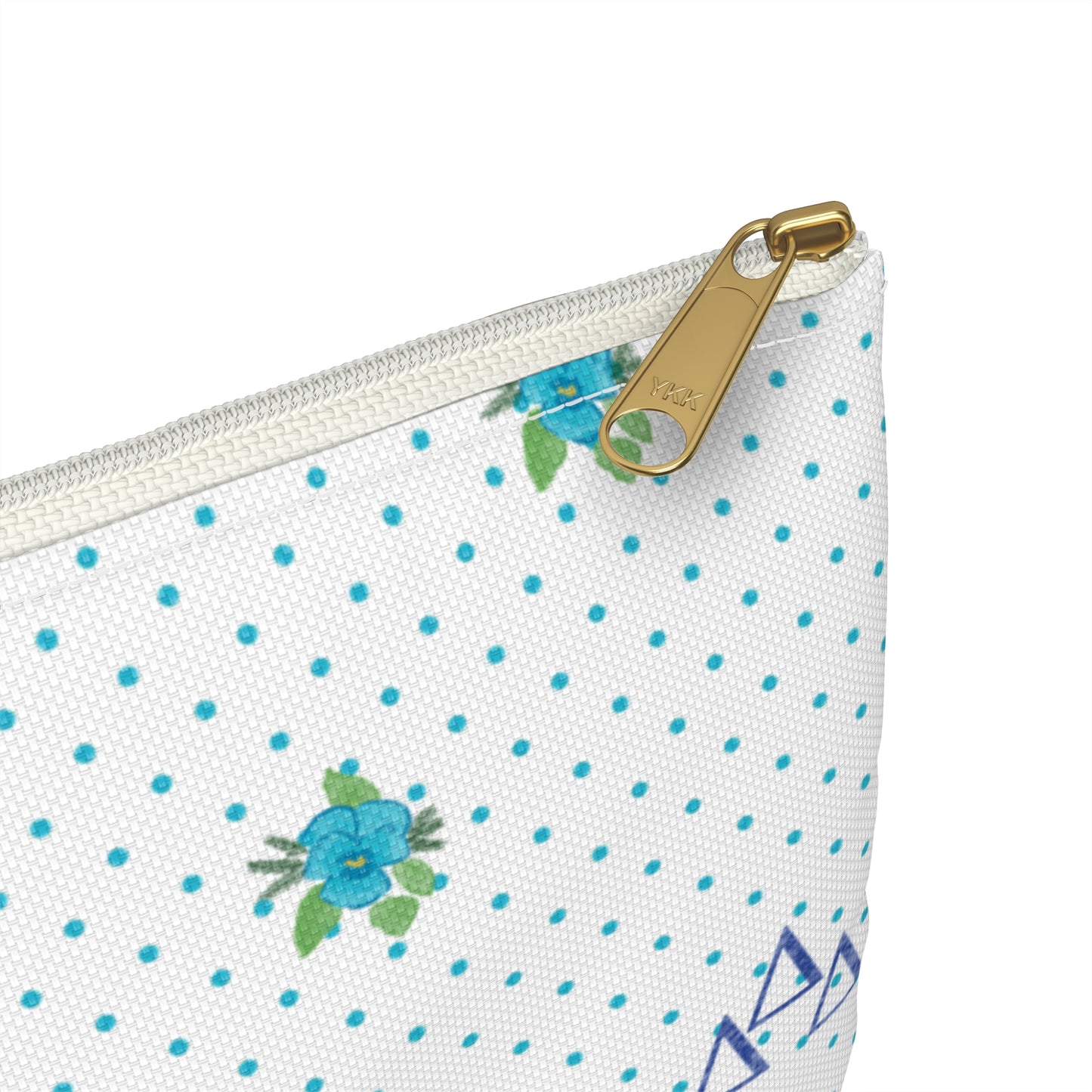 Tri Delt Canvas Cosmetic Bag with Pansies and Dots