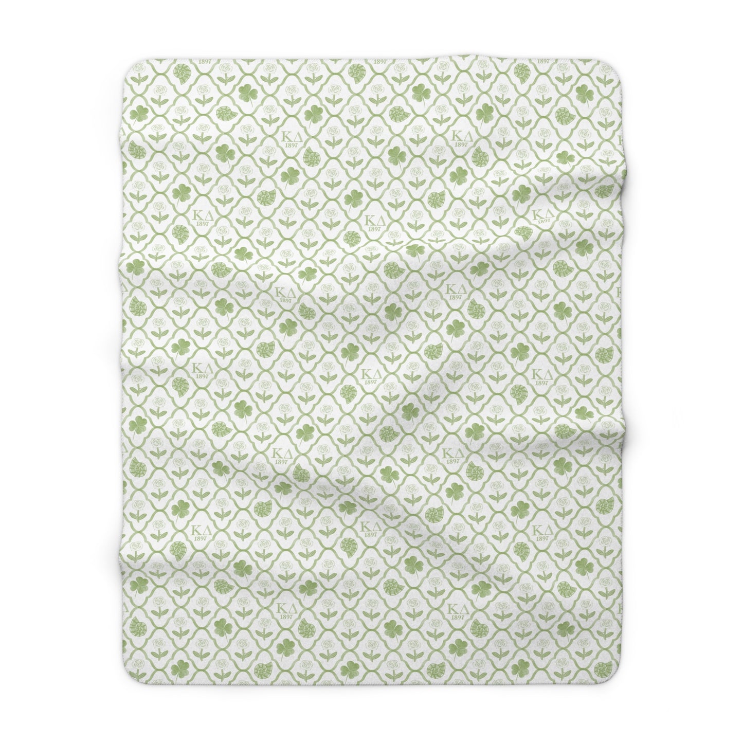 Kappa Delta Fleece Blanket with Roses, Shamrocks, and Nautilus Shells