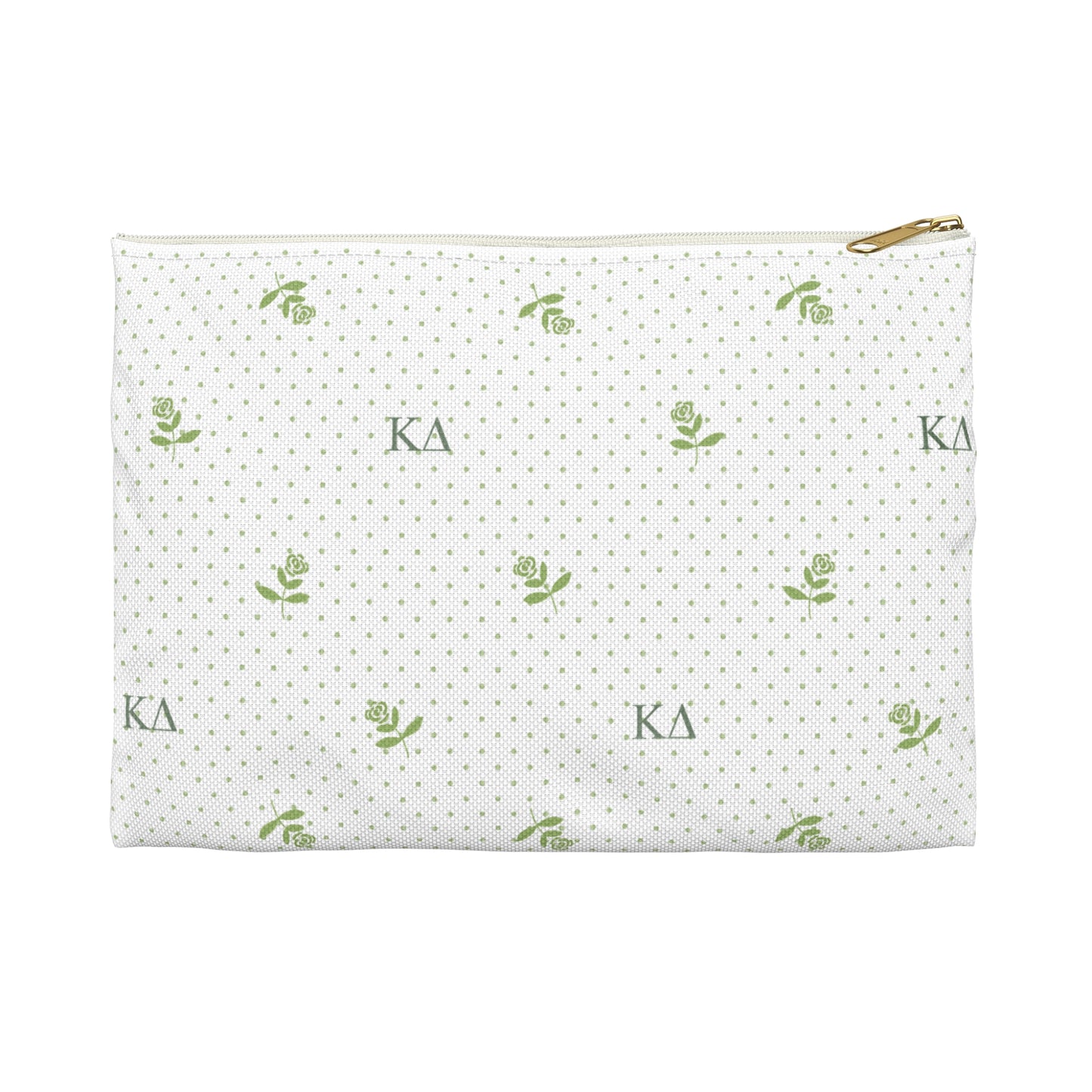 Kappa Delta Canvas Cosmetic Bag with White Roses and Dots