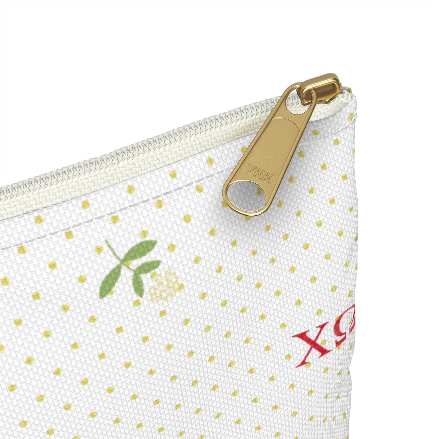 Chi Omega Canvas Cosmetic Bag with Carnations and Dots