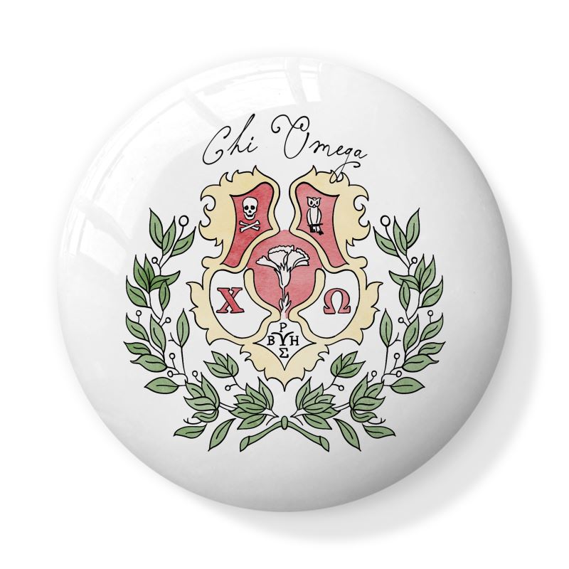 Chi Omega Watercolor Crest Bone China Trinket Box