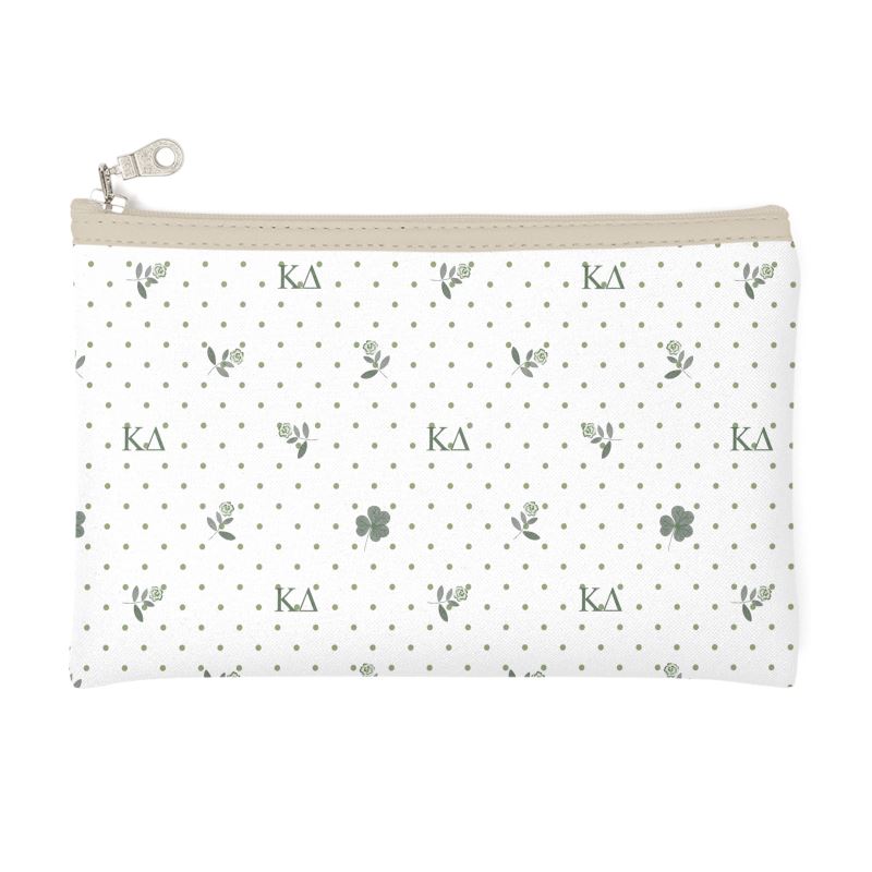 Kappa Delta Canvas Cosmetic Bag with White Roses and Dots