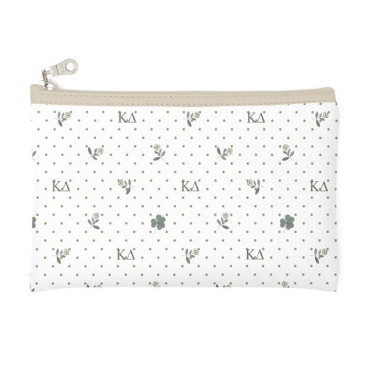Kappa Delta Canvas Cosmetic Bag with White Roses and Dots