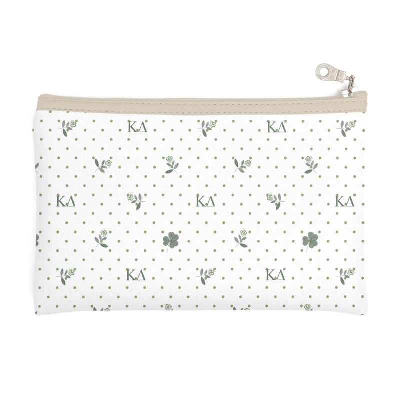 Kappa Delta Canvas Cosmetic Bag with White Roses and Dots