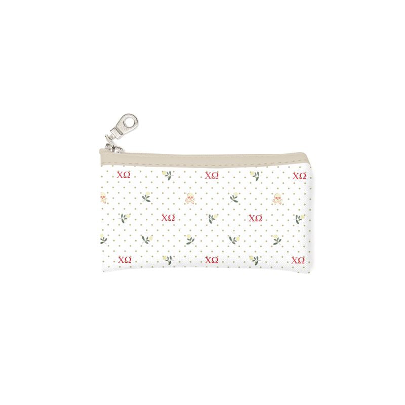 Chi Omega Cosmetic Bag with Skulls and White Carnations