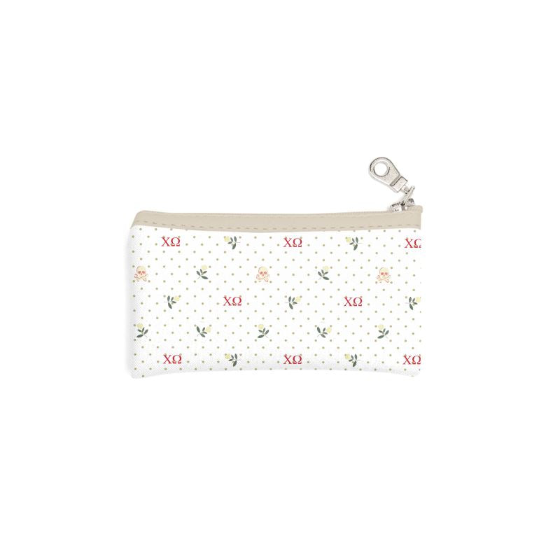 Chi Omega Cosmetic Bag with Skulls and White Carnations
