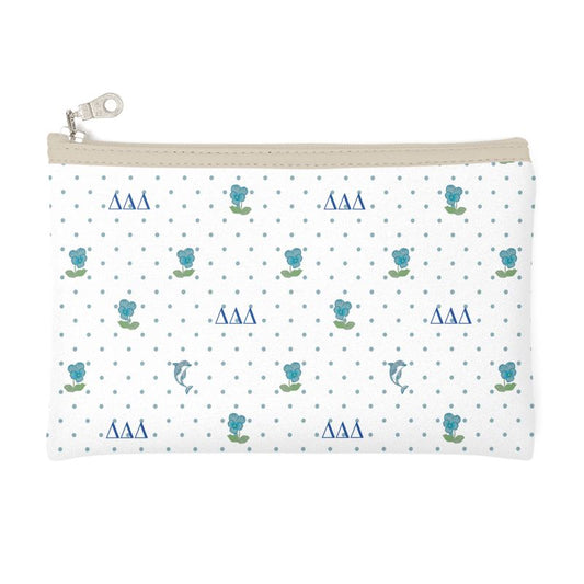 Delta Delta Delta Cosmetic Bag with Pansies and Dolphins
