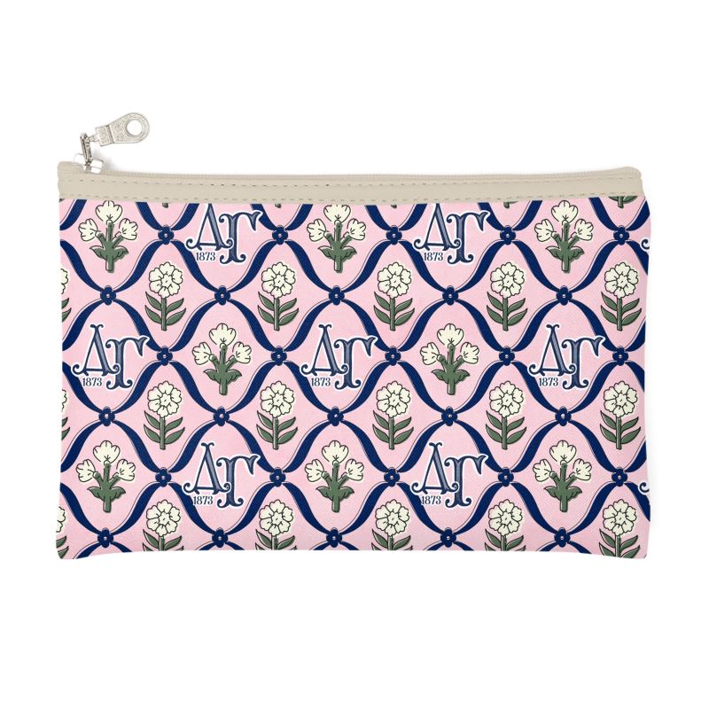 Delta Gamma Block Print Cosmetic Bag