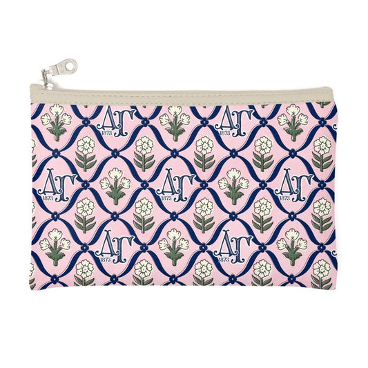 Delta Gamma Block Print Cosmetic Bag