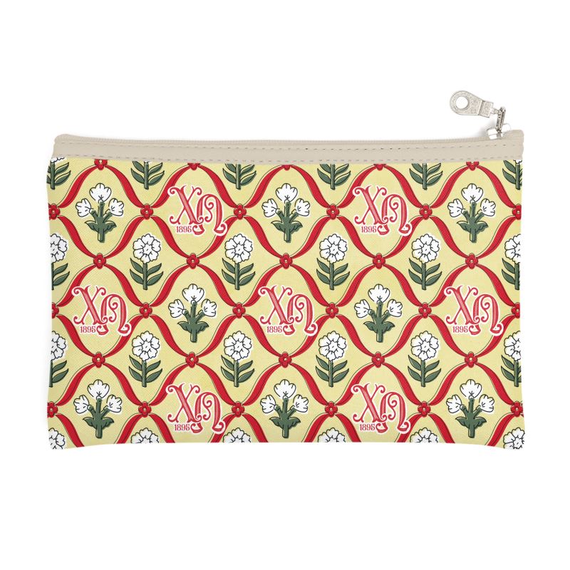 Chi Omega Block Print Cosmetic Bag