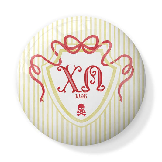 Chi Omega Bow Crest Bone China Trinket Pot