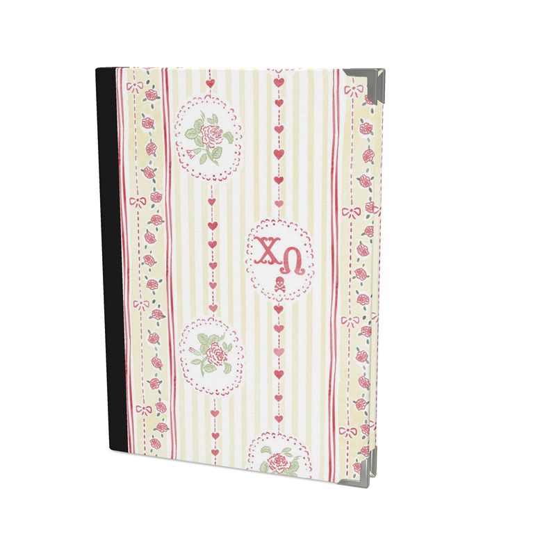 Chi Omega Striped White Carnation Journal