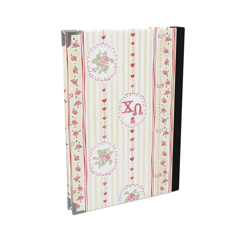 Chi Omega Striped White Carnation Journal