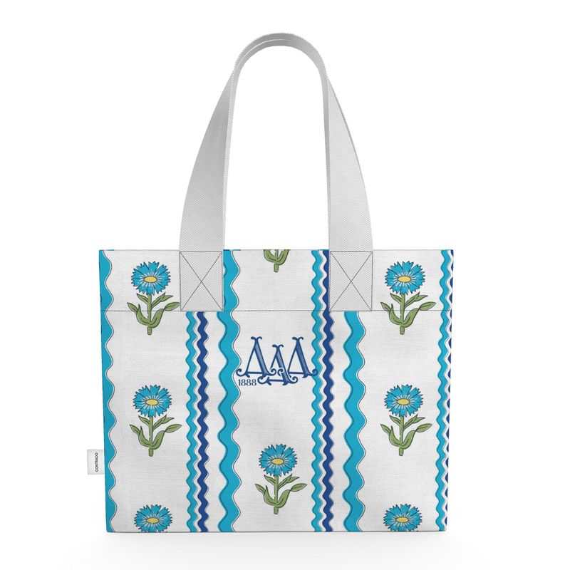 Delta Delta Delta Block Print Organic Cotton Canvas Rickrack Tote