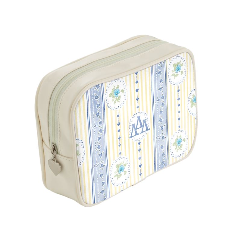 Delta Delta Delta Stripes + Hearts Cosmetic Bag