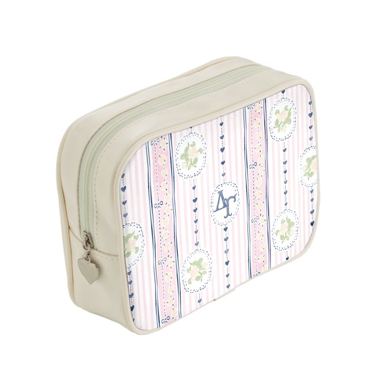 Delta Gamma Stripes + Hearts Cosmetic Bag
