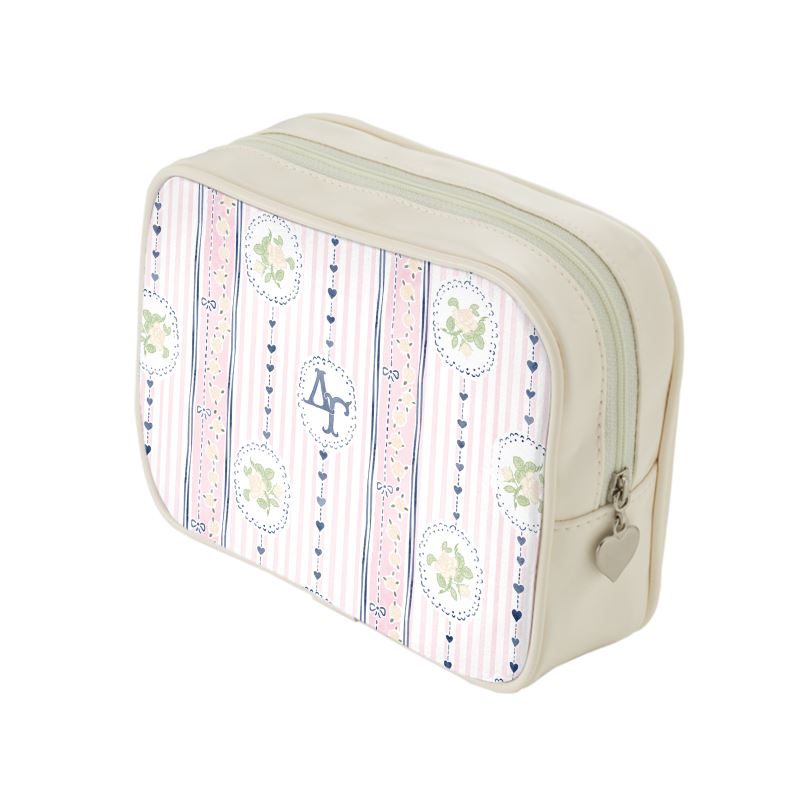 Delta Gamma Stripes + Hearts Cosmetic Bag
