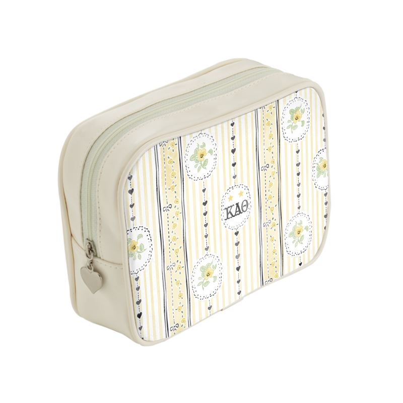 Kappa Alpha Theta Stripes + Hearts Cosmetic Bag