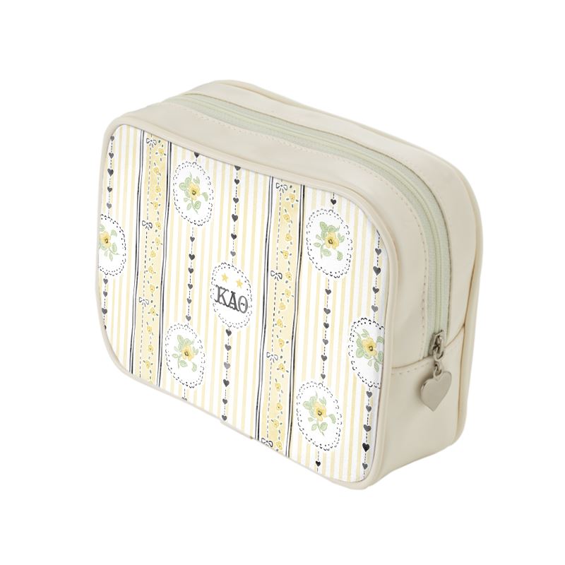 Kappa Alpha Theta Stripes + Hearts Cosmetic Bag
