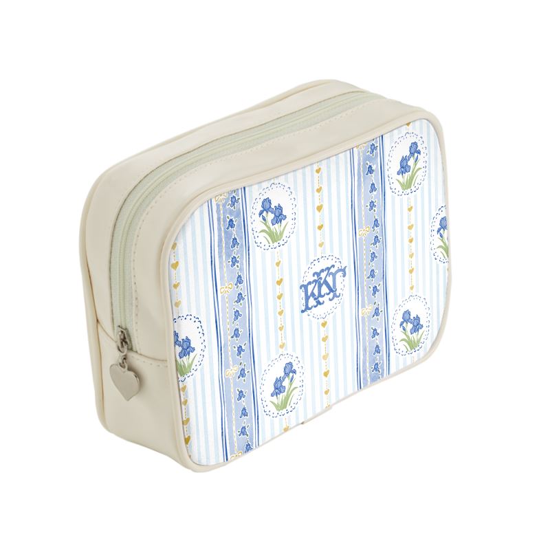 Small rectangular pouch with floral pattern on a white background