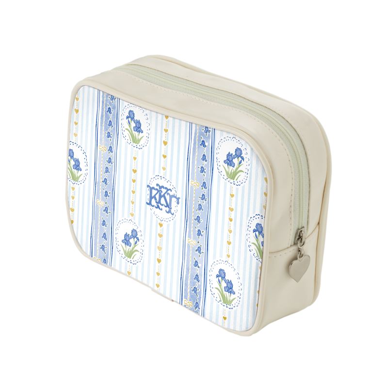 Kappa Kappa Gamma Stripes + Hearts Cosmetic Bag