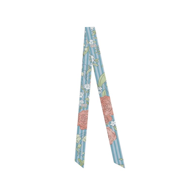Zeta Tau Alpha Floral Striped Silk Twill Ribbon Scarf