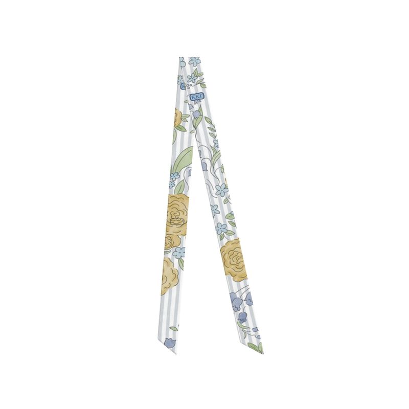 Kappa Kappa Gamma Floral Striped Silk Twill Ribbon Scarf