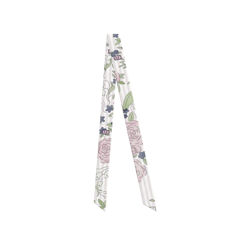 Delta Gamma Floral Striped Silk Twill Ribbon Scarf