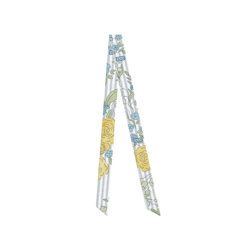 Delta Delta Delta Floral Striped Silk Twill Ribbon Scarf