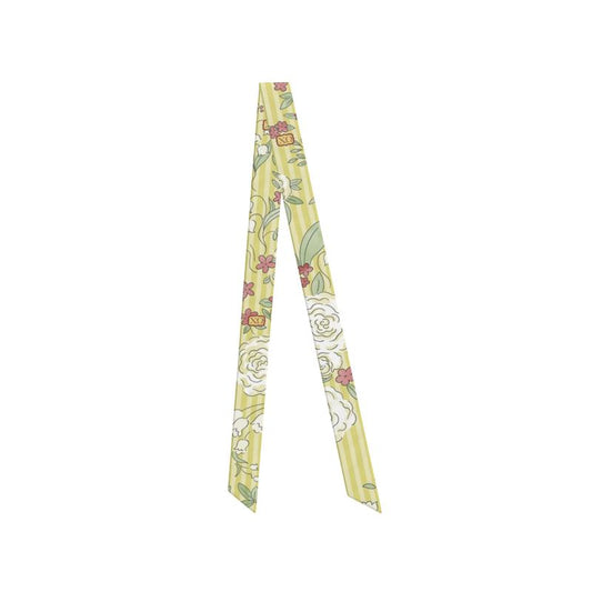 Chi Omega Floral Striped Silk Twill Ribbon Scarf