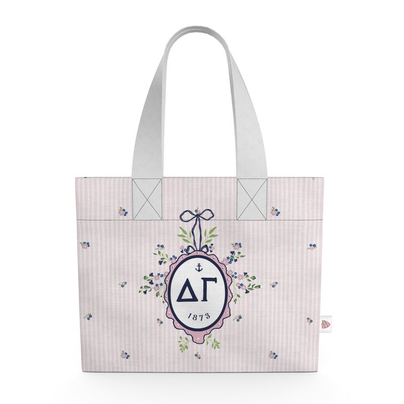 Delta Gamma Floral Frame Organic Cotton Canvas Tote Bag
