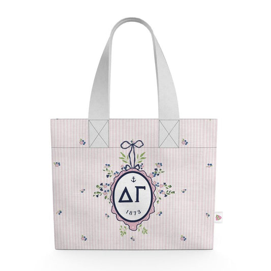 Delta Gamma Floral Frame Organic Cotton Canvas Tote Bag