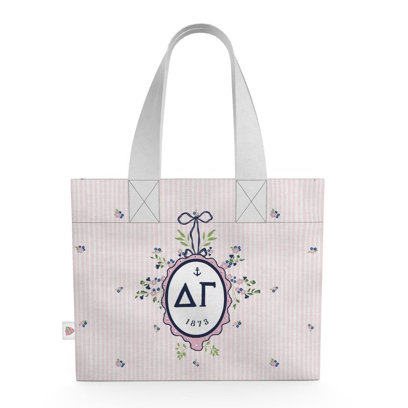 Delta Gamma Floral Frame Organic Cotton Canvas Tote Bag
