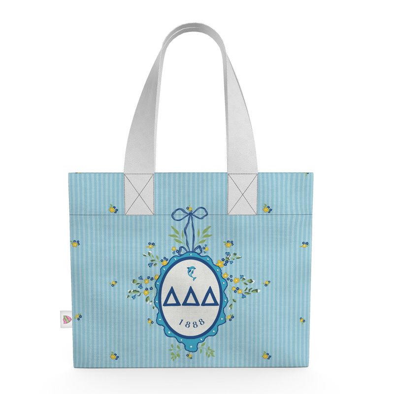 Delta Delta Delta Floral Frame Organic Cotton Canvas Tote Bag