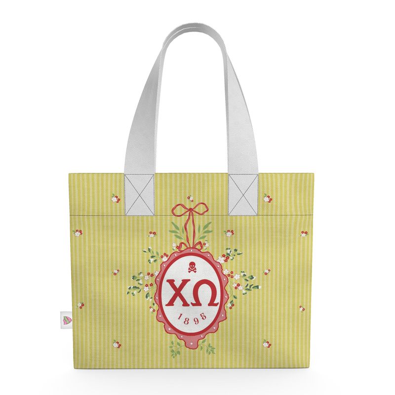 Chi Omega Floral Frame Organic Cotton Canvas Tote Bag