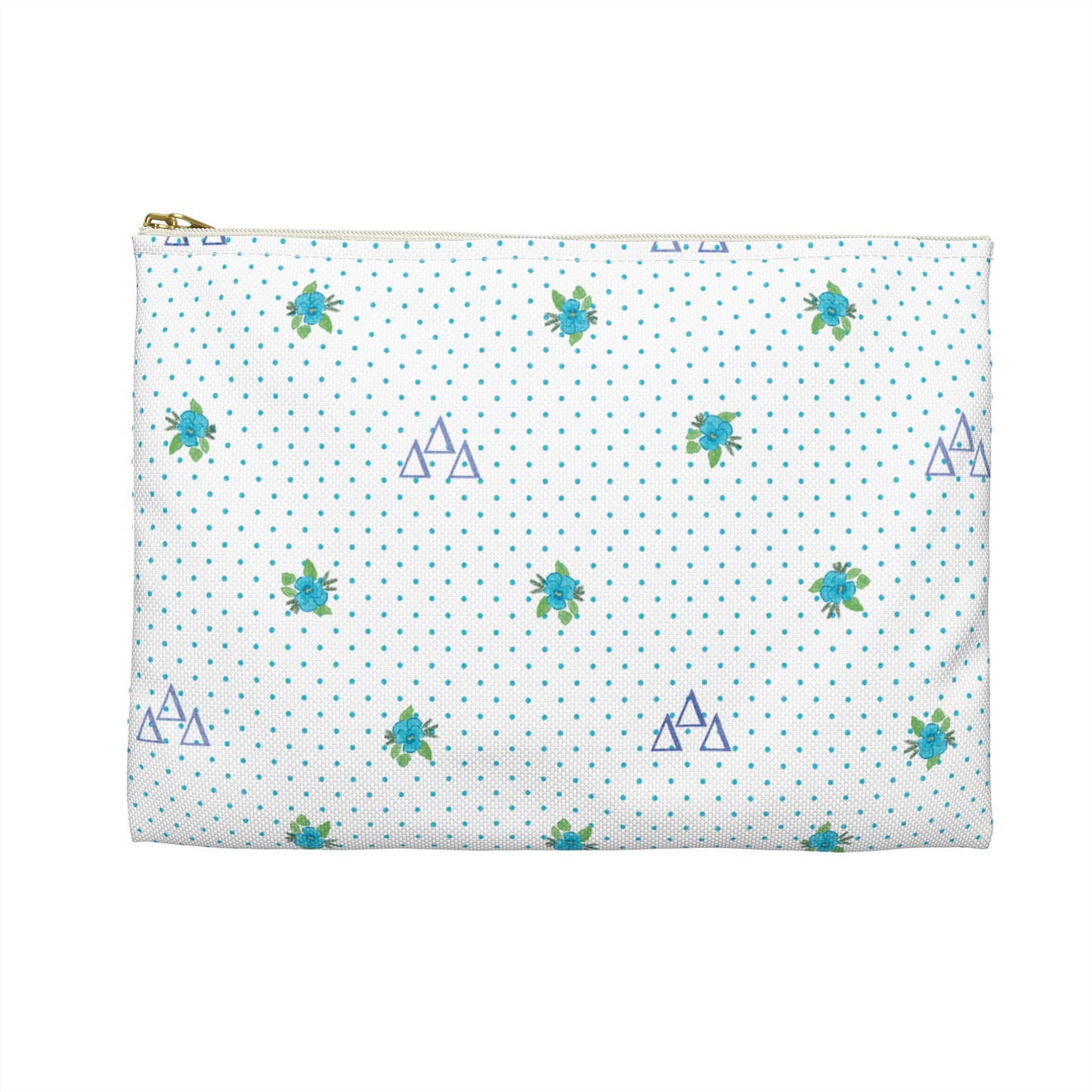 Tri Delt Canvas Cosmetic Bag with Pansies and Dots