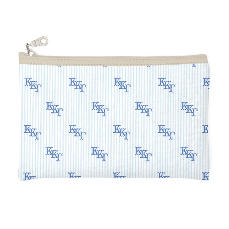 Kappa Kappa Gamma Letters + Striped Zip Top Cosmetic Bag