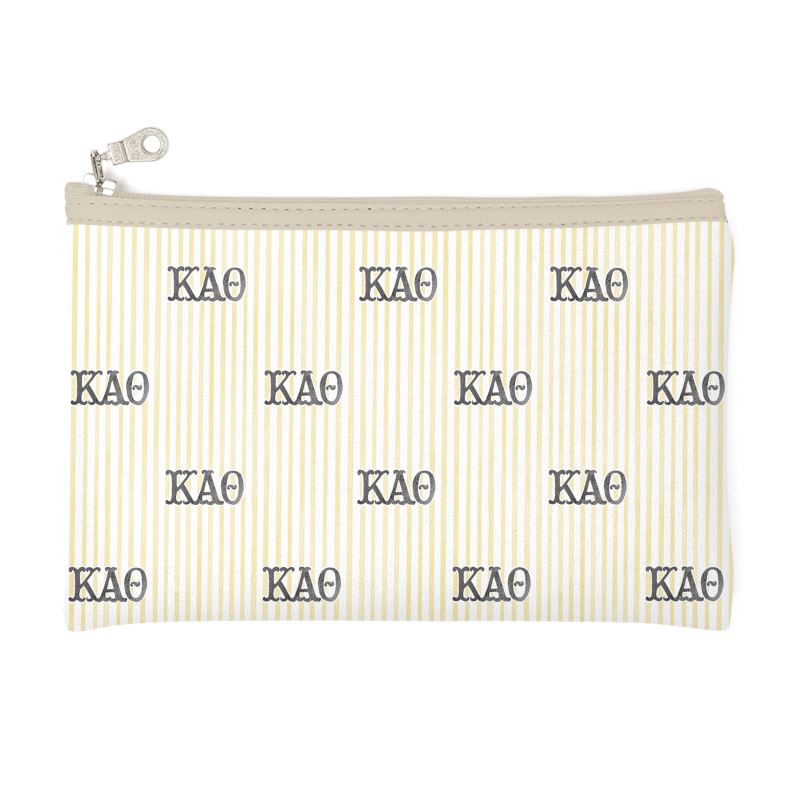 Kappa Alpha Theta Letters + Striped Zip Top Cosmetic Bag