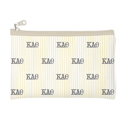 Kappa Alpha Theta Letters + Striped Zip Top Cosmetic Bag