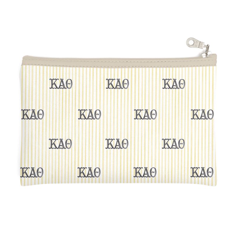 Kappa Alpha Theta Letters + Striped Zip Top Cosmetic Bag