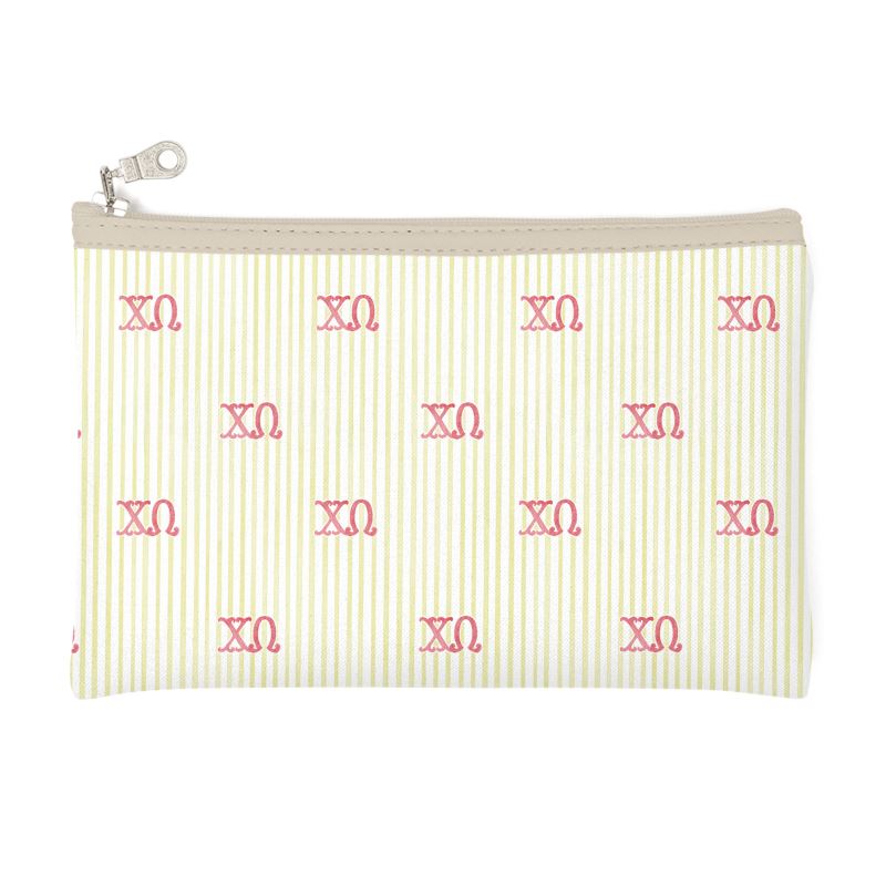 Pouch with a pattern of 'XO' on a white background