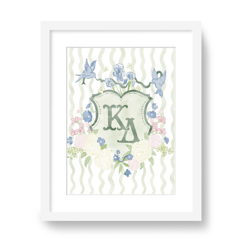 Kappa Delta Floral Greek Letter Monogram Framed Art