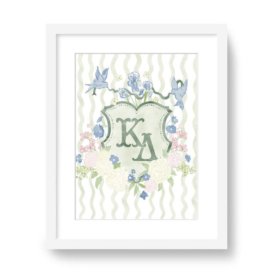 Kappa Delta Floral Greek Letter Monogram Framed Art