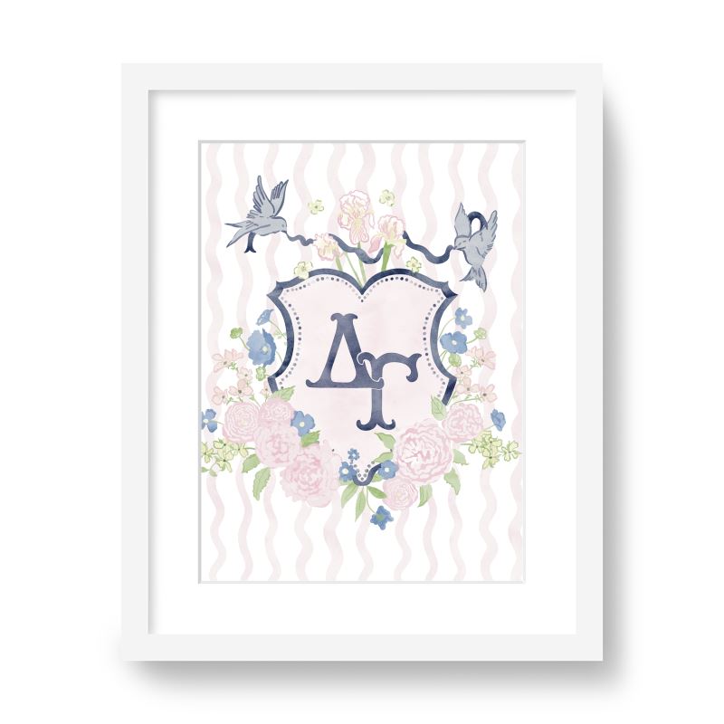 Delta Gamma Floral Greek Letter Monogram Framed Art