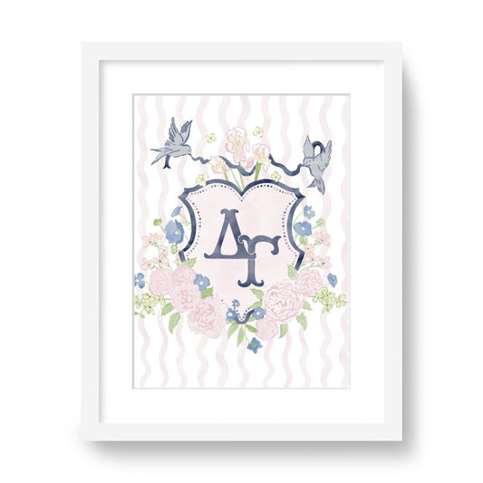 Delta Gamma Floral Greek Letter Monogram Framed Art